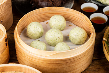 Chinese food snacks, green dumpling
