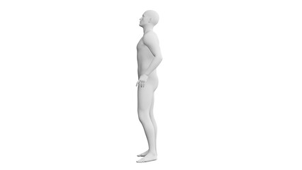 Beautiful young man posing, isolated on white background. 3d illustration (rendering). Artificial intelligence, android, mannequin