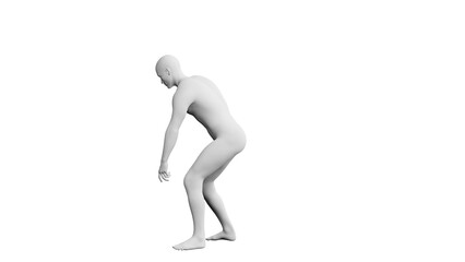 Beautiful young man posing, isolated on white background. 3d illustration (rendering). Artificial intelligence, android, mannequin