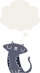 cartoon cat and thought bubble in retro style