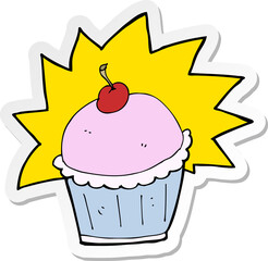 sticker of a cartoon cupcake