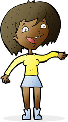 cartoon waving woman