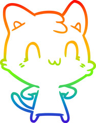 rainbow gradient line drawing cartoon happy cat