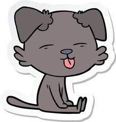 sticker of a cartoon dog sticking out tongue