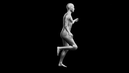 Obraz premium Beautiful young man posing, isolated on black background. 3d illustration (rendering). Silver mannequin, android