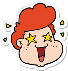 sticker of a cartoon boy's face