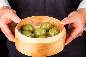 Chinese food snacks, green dumpling