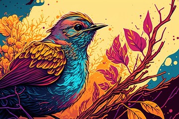 Obraz premium colorful flowers, Spring illustration digital art for background, created using generative ai