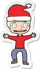 Fototapeta na wymiar sticker of a cartoon man ready for christmas