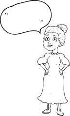 speech bubble cartoon victorian woman in dress