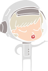 flat color style cartoon pretty astronaut girl