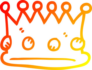 warm gradient line drawing cartoon royal crown