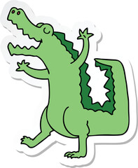 sticker of a quirky hand drawn cartoon crocodile