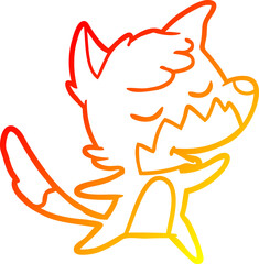 warm gradient line drawing friendly cartoon fox