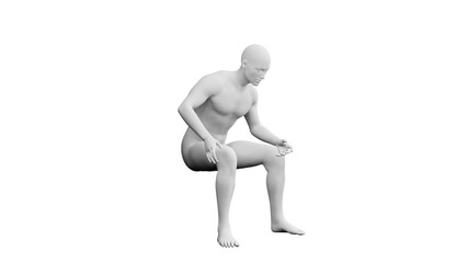 Beautiful young man posing, isolated on white background. 3d illustration (rendering). Artificial intelligence, android, mannequin