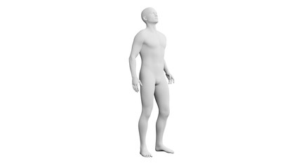 Beautiful young man posing, isolated on white background. 3d illustration (rendering). Artificial intelligence, android, mannequin