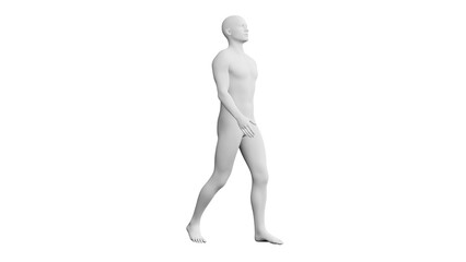 Beautiful young man posing, isolated on white background. 3d illustration (rendering). Artificial intelligence, android, mannequin