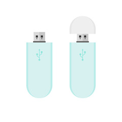 USB flash drive flat design vector illustration isolated on white background. flashdisk vector illustration