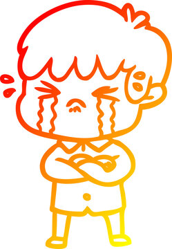 recommend clip art: warm gradient line drawing crying boy cartoon