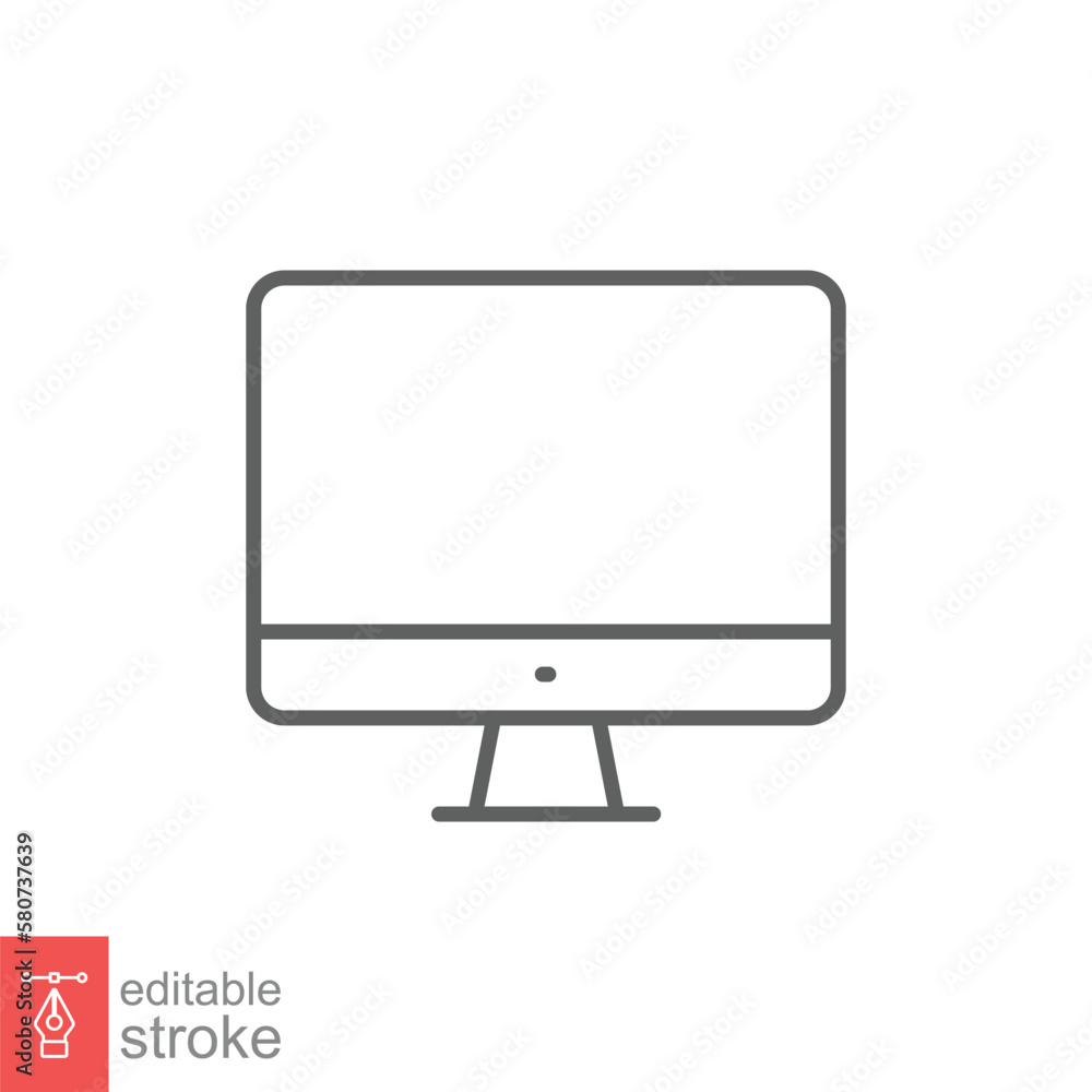 Poster monitor line icon. simple outline style. screen, tv, desktop computer display concept. vector illust