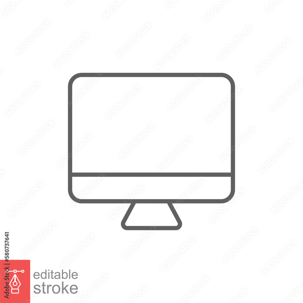 Poster monitor line icon. simple outline style. screen, tv, desktop computer display concept. vector illust