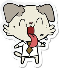 sticker of a cartoon panting dog