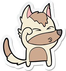 sticker of a cartoon wolf pouting