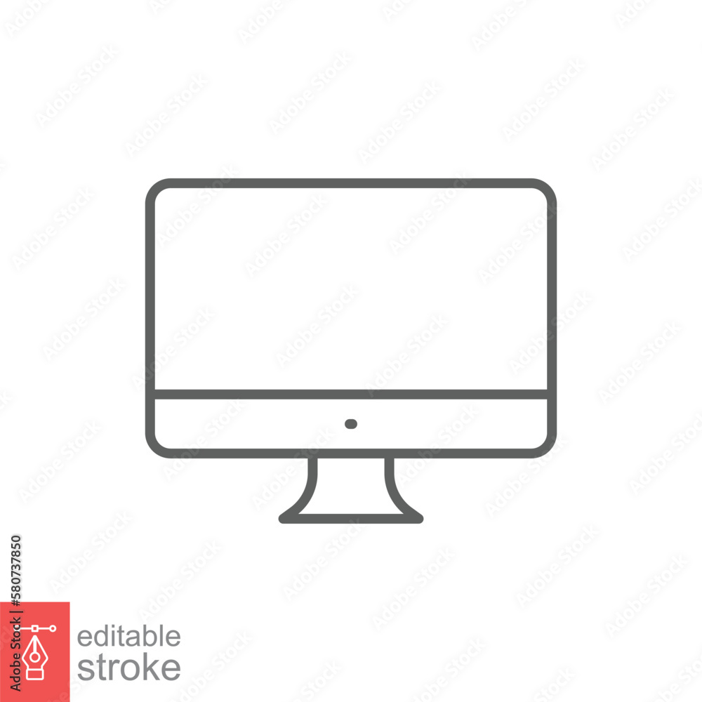 Poster monitor line icon. simple outline style. screen, tv, desktop computer display concept. vector illust