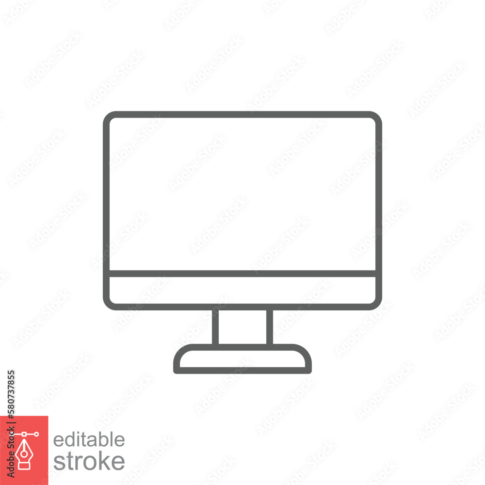 Poster monitor line icon. simple outline style. screen, tv, desktop computer display concept. vector illust
