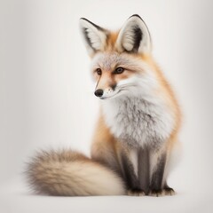 Obraz premium Fox in front of a white background, generative ai