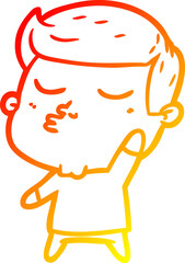 warm gradient line drawing cartoon model guy pouting