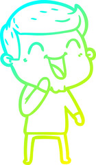 cold gradient line drawing cartoon man laughing