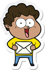 sticker of a cartoon happy man