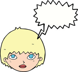 cartoon girl staring with speech bubble