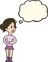cartoon girl talking with thought bubble