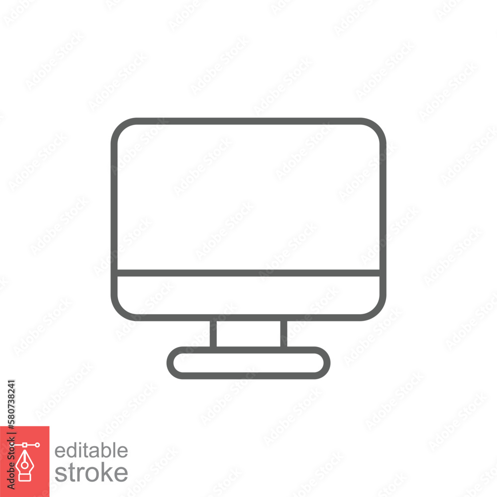 Poster monitor line icon. simple outline style. screen, tv, desktop computer display concept. vector illust