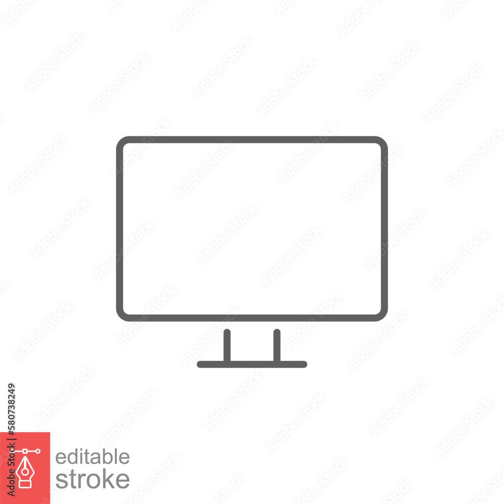 Poster monitor line icon. simple outline style. screen, tv, desktop computer display concept. vector illust