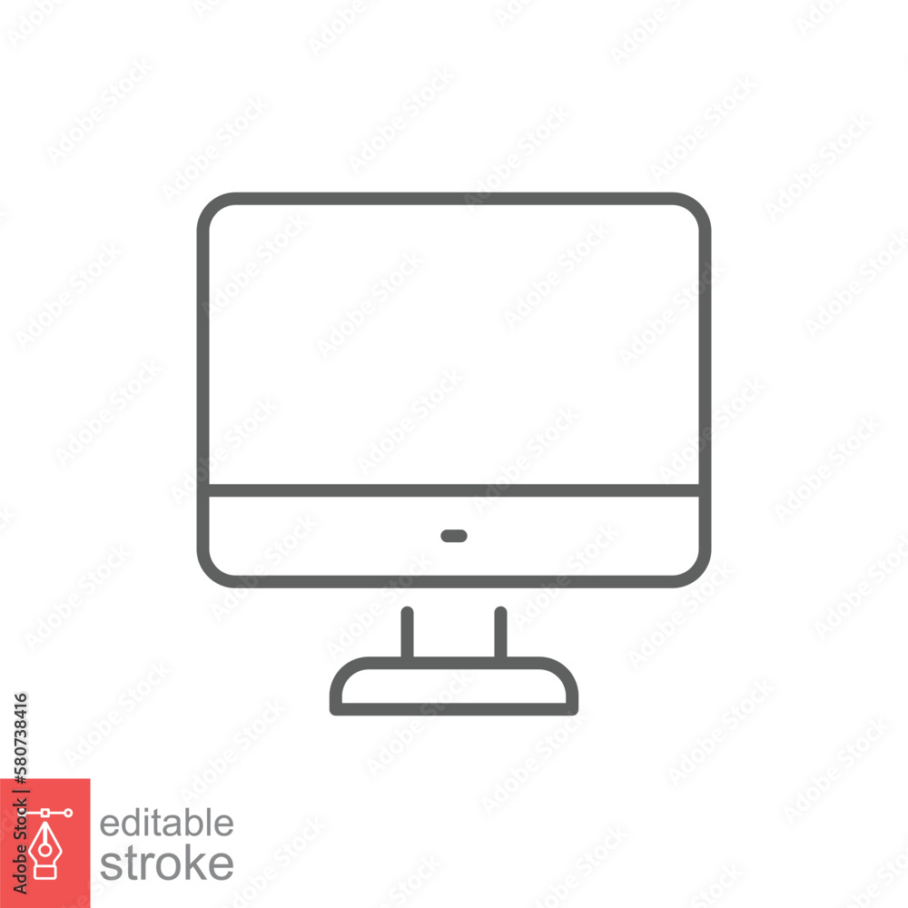 Poster monitor line icon. simple outline style. screen, tv, desktop computer display concept. vector illust