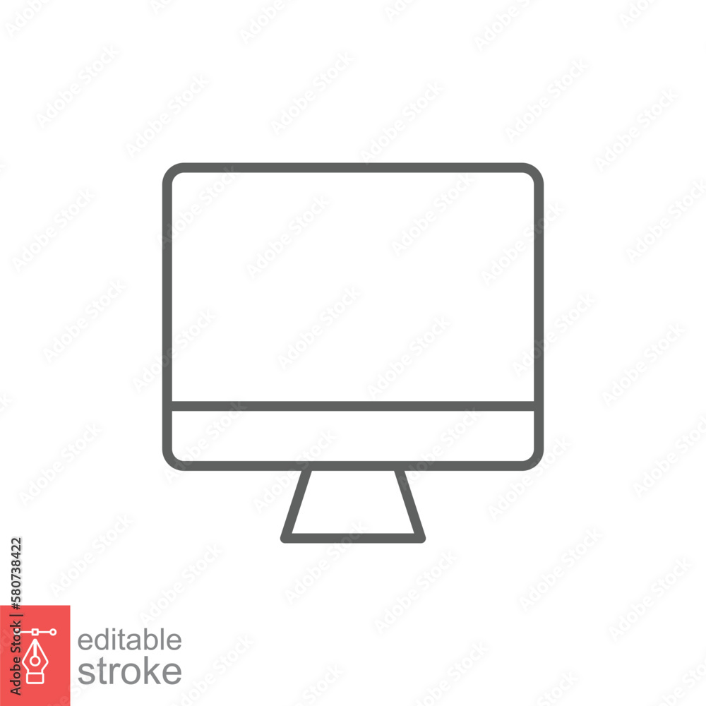 Poster monitor line icon. simple outline style. screen, tv, desktop computer display concept. vector illust