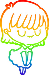 rainbow gradient line drawing cartoon woman