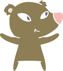 cute flat color style cartoon bear