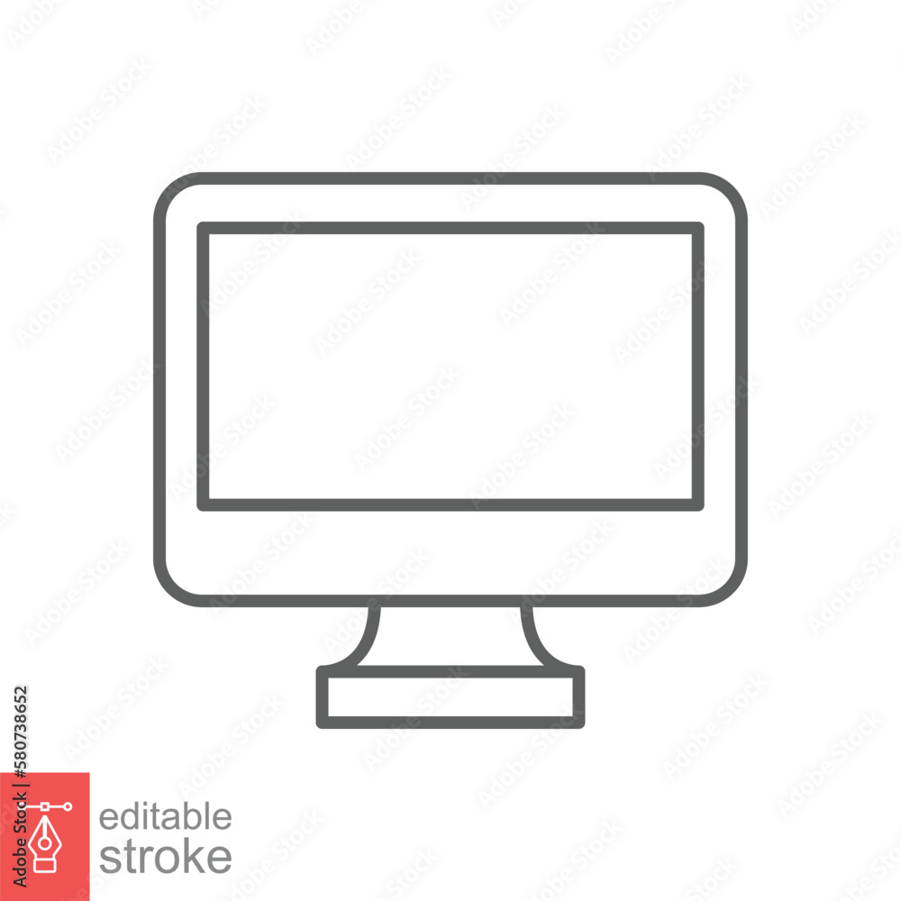 Poster monitor line icon. simple outline style. screen, tv, desktop computer display concept. vector illust