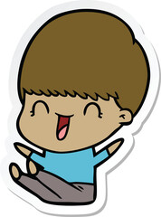 sticker of a happy cartoon boy