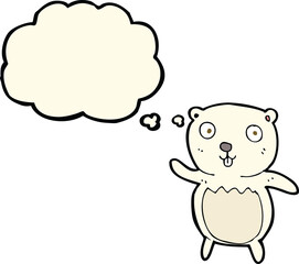cartoon polar bear cub with thought bubble