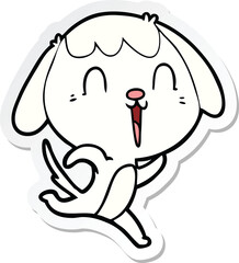 sticker of a cute cartoon dog crying
