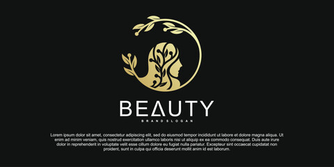 Luxury beauty care logo design with luxury gold gradient color Premium Vektor