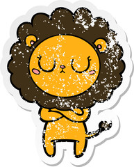distressed sticker of a cartoon lion