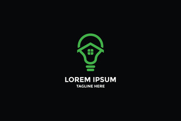 Light bulb in the house or home. smart house, home energy logo vector illustration - Vector