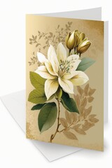 Card with white flowers and envelope, created using generative ai technology