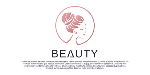 Minimalist beauty logo design with creative element concept Premium Vector